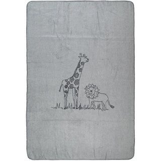 Kuscheldecke Panda - Giraffe Und Löwe (100X150) In Grau