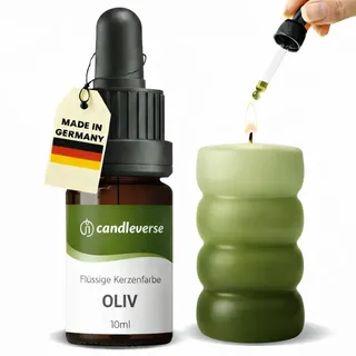Candleverse Flüssige Kerzenfarbe [Oliv] 10ml | Hochkonzentriert | Mit Pipette dosierbar · öllöslich · Farbtöne individuell mischbar · für kreative Kerzenprojekte