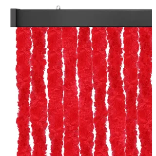 Arsvita Insektenschutzvorhang 90x200 cm (Breite x Länge) Flauschvorhang in Schwarz, Rot & Gelb für Camping, Terrasse, Pavillon oder Balkontür, Fadengardine Ø4cm