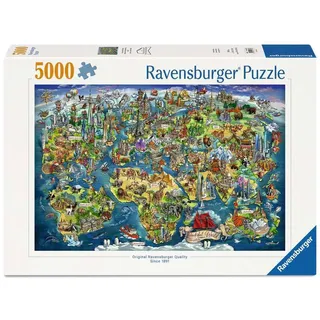 Ravensburger Erwachsenenpuzzle 5000 Teile - Weltkarte mit Sehenswürdigkeiten