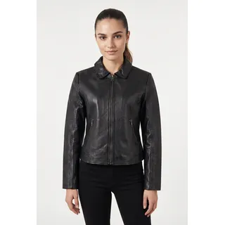 Lederjacke MAURITIUS "MWNova SF", Damen, Gr. 4XL (48), schwarz, Obermaterial: 100% Schafsleder. Futter: 100% Baumwolle. Ärmelfutter: 100% Polyester, unifarben, slim fit, Jacken, mit betonter Ärmel- und Schulterpartie, Slim Fit