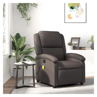 vidaXL Massagesessel Relaxsessel Leder 56 x 99,5 x 73,6 cm Dunkelbraun mit Fernbedienung