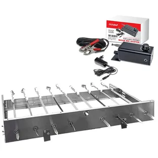 olymp handels gmbh Grillpeter Mangal Drehspießaufsatz für Schaschlik Sesam 9 Edelstahlmotor mit Batterieadapter