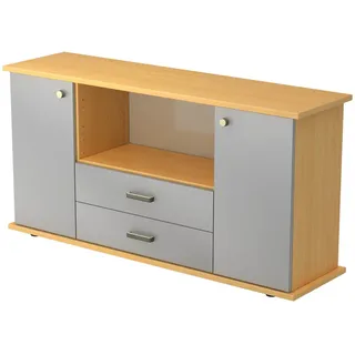 bümö Sideboard, Buche, Silber, Holzwerkstoff, Buche, 2 Fächer, 166.1x84x44.8 cm, FSC Mix, Wohnzimmer, Kommoden & Sideboards, Sideboards