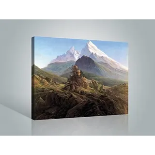 1art1 Caspar David Friedrich Poster Der Watzmann, Um 1824-1825 Bilder Leinwand-Bild Auf Keilrahmen | XXL-Wandbild Poster Kunstdruck Als Leinwandbild 80x60 cm
