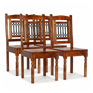 vidaXL Esszimmerstuhl Massivholz braun 4er Set