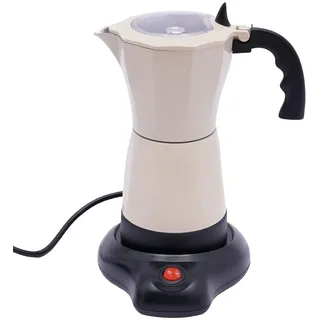 PUDLOR Elektrischer Espressomaschine, 300ML Espressokocher Fasst 6 Tassen Espressomaschine, mit 360° drehbarem Sockel mokka maschine Drei Farben verfügbar (cremeweiß)