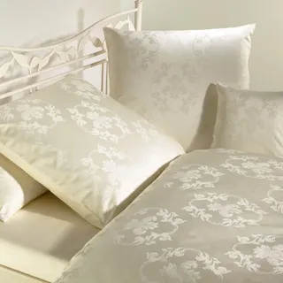 Curt Bauer Mako-Brokat-Damast Bettwäsche Josephine champagner Kissenbezug einzeln 80x80 cm - beige