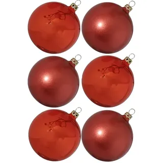 Schatzhauser Weihnachtsbaumkugel Weihnachtskugel-Set kupfer (6 St), mundgeblasen orange