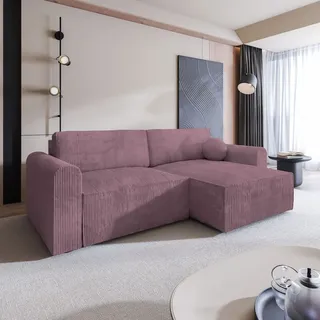 masseno Ecksofa Polyester mit Schlaffunktion L-Form Lila