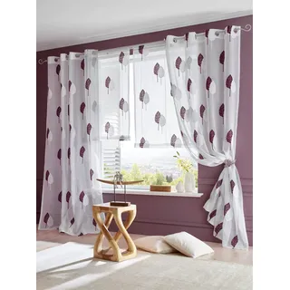Gardine HEINE HOME Gr. 3, lila (beere), B:140cm H:225cm, Polyester, Gardinen