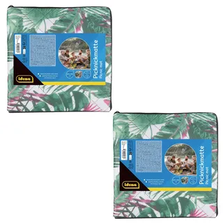 IDENA 90369 - Picknickdecken, 2 Stück, je ca. 120 x 150 cm groß, für 2-4 Personen, leichte Campingdecke aus Polyester mit Tragegurt und Tasche