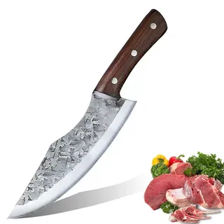 COOSNUG Ausbeinmesser Hackmesser Küchenmesser mit Lederhülle Handgeschmiedete Kochmesser Profi Wikinger Messer Japanisches Metzgermesser Outdoor-Messer für Küche Grillmesser