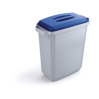 DURABLE Wertstofftonne DURABIN 60, mit Deckel, Quadratischer Abfallbehälter aus PP-Kunststoff, 60 Liter, Farbe: blau