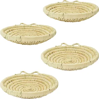 4er Set Flache Schale Brotkorb geflochten Natur Bosque