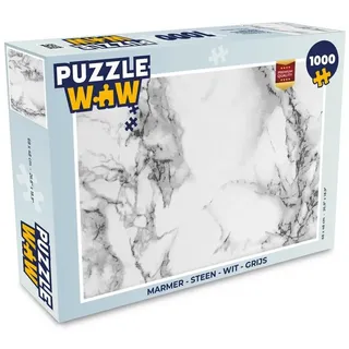 MuchoWow Puzzle Marmor - Stein - Weiß - Grau - Schwarz - Marmoroptik, 1000 Puzzleteile, Foto-Puzzle, Bilderrätsel, Puzzlespiele, Klassisch grau|schwarz 48 cm x 68 cm x 2 cm | Querformat