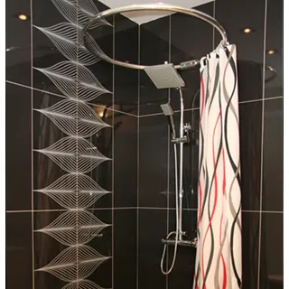 Alu Ringstange Chrom Glänzend RUND Ø 80 cm Duschvorhangstange Winkelstange für Duschvorhang Runddusche Badewanne