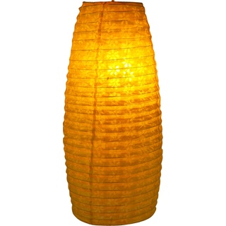 GURU SHOP Kleiner Ovaler Lokta Papierlampenschirm, Hängelampe Coronada - Gelb, Lokta-Papier, 42x22x22 cm, Asiatische Lampenschirme aus Papier & Stoff