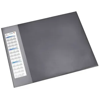 Läufer 41656 Durella D1 Schreibtischunterlage mit transparenter Seitenleiste und Kalender, 52x65cm, schwarz, rutschfeste Schreibunterlage