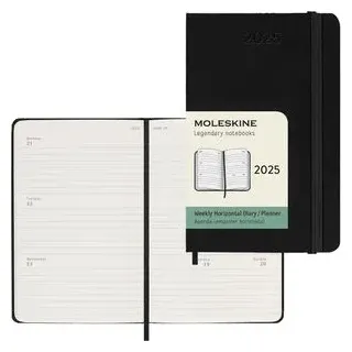 Moleskine Taschenkalender Pocket, 2025, 1 Woche auf 2 Seiten, Hardcover, englisch, A6