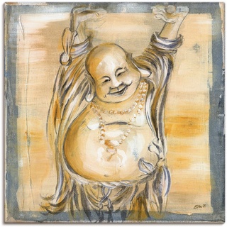 Artland Wandbild Fröhlicher Buddha II, Religion (1 St), als Alubild, Outdoorbild, Leinwandbild, Poster, Wandaufkleber beige 70 cm x 70 cm