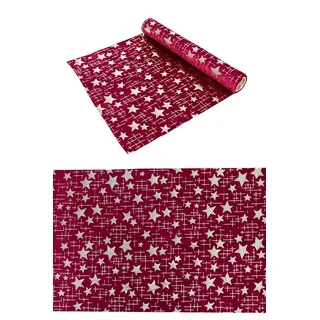 3,63€/m Tischläufer weinrot Samt Sterne 28x300cm Tischdeko Weihnachtsdeko Läufer