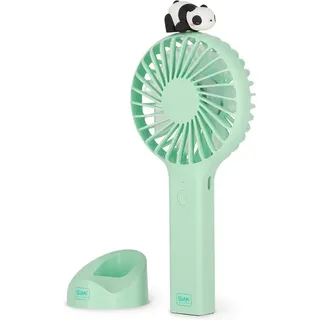Legami - Tragbarer wiederaufladbarer Mini-Ventilator, Mini Fan, kleiner tragbarer Panda-Ventilator mit 3 Geschwindigkeiten, USB wiederaufladbar, 6 x 21,5 x 6,6 cm, Panda
