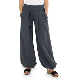 malito more than fashion Haremshose malito Damen Pumphose mit Zierknöpfen 23245P Sommer Aladinhose Freizeithose locker & lässig Einheitsgröße grau 34-40