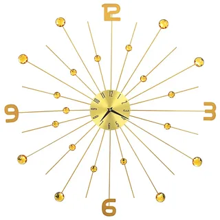 Décoshop26 - Wanduhr mit funkelnden Kristalldetails 70 cm aus goldfarbenem Metall DEC022217 DEC022217