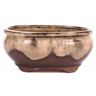 Bonsai - Schale oval 15.5 x 12.5 x 7.3 cm , braun / beige 22134