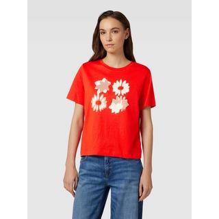 T-Shirt mit floralem Print, Rot, L