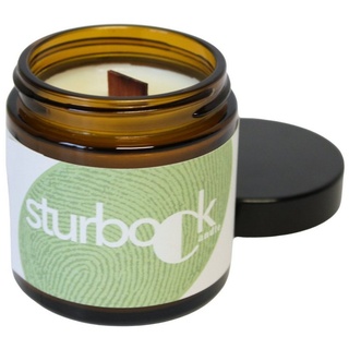 REALLaxx Duftkerze Sturbock Candle (1 Stk., duftende Kerze im wiederverwendbaren Glas), vegan & handgefertigt, mit Holzdocht (Wooden Wick)