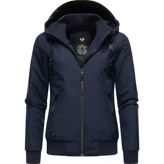 Ragwear Damen warme wasserdichte Winterjacke Outdoorjacke mit Kapuze Nuggie Melange Navy Gr. XXL - XXL