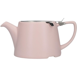 London Pottery Company 43220 Teekanne, oval, mit Sieb für losen Tee, Steinzeug, Steingut, Satin Pink, 3 Cup Loose Leaf Teapot