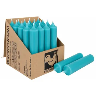 Kurze Stabkerzen Tafelkerzen durchgehend gefärbt Spitzkerzen für die Tisch-Deko zur Hochzeit Weihnachten & Party (5, Türkis)