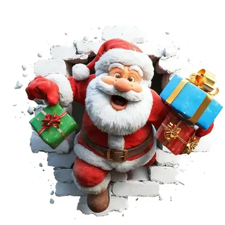 Wandtattoo Weihnachtens Weihnachtsmann, 3D Wandtattoos Weihnachtsmann Wände Durchbricht, Niedliche Weihnachts Wandtattoos Wandaufkleber, Weihnachts Weihnachtsmanns Wände Durchbricht Toilettenaufkleber