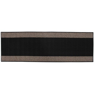 JVL Palmero Teppichläufer, maschinenwaschbar, Latex-Rückseite, Schwarz/Beige, Gummi, 57 x 180 cm