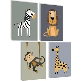 Wanddekoration Poster Set mit Safari-Tiermotiven - Kinderzimmer