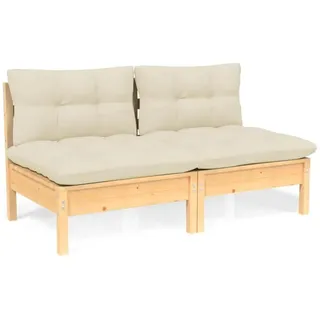 vidaXL 2-Sitzer Gartensofa Loungesofa creme