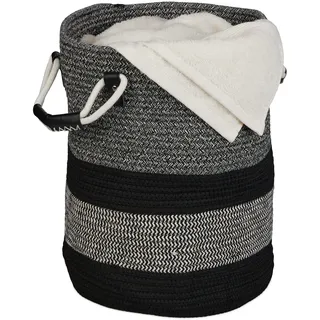Relaxdays Aufbewahrungskorb Wäschekorb mit Griffen 40 x 43 x 33 cm anthrazit/schwarz