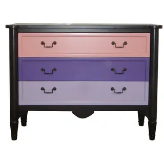 Casa Padrino Barock Kommode Rosa / Lila / Onyx 110 cm - Möbel