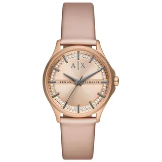 Armani Exchange AX5272 LADY HAMPTON Uhr Damenuhr Lederarmband rose