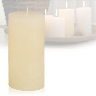 Candelo Hochwertige Kerze Weihnachten Ambiente Rustik - Creme - Rustic Stumpenkerze 12cm lange Brenndauer ca. 54 Std Weihnachtskerzen Adventskranz