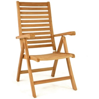VCM Gartenstuhl verstellbar Teakholz behandelt dunkelbraun Maße H 111 x B 61 x T 65cm