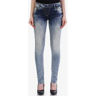 Slim-fit-Jeans CIPO & BAXX Gr. 32, EURO-Größen, blau Damen Jeans Röhrenjeans mit asymmetrischem Verschluss