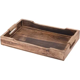 Meinposten. Tablett Serviertablett Holz Mango braun Holztablett Deko Dekotablett Dunkelbraun (Klein (31 x 20 cm))