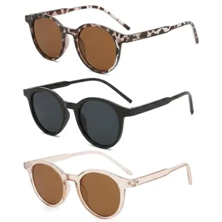 RxaGtn Sonnenbrille Damen Polarisiert, 3Pack Drei Sonnenbrillen Damen Stil, Sonnenbrille Damen Groß Für Outdoor Sport Und Stadtleben, Polarisiert Sonnenbrille Damen, Schwarz Grau Braun