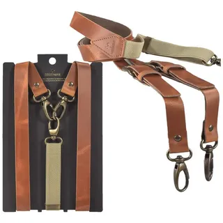Sir Redman Hosenträger Herren Leder mit Karabinerhaken "Work" cognac braun Holländer Y-Form, 25mm Trägerbreite, 120cm lang, für Herren braun