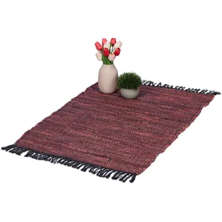 Relaxdays Flickenteppich 60 x 100 cm Rot