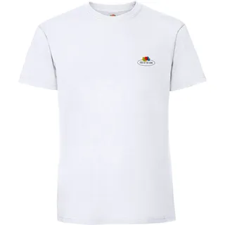 Fruit of the Loom Ringspun Premium T-Shirt mit Vintage-Logo auf der Brust, weiß - Vintage-Logo klein, L